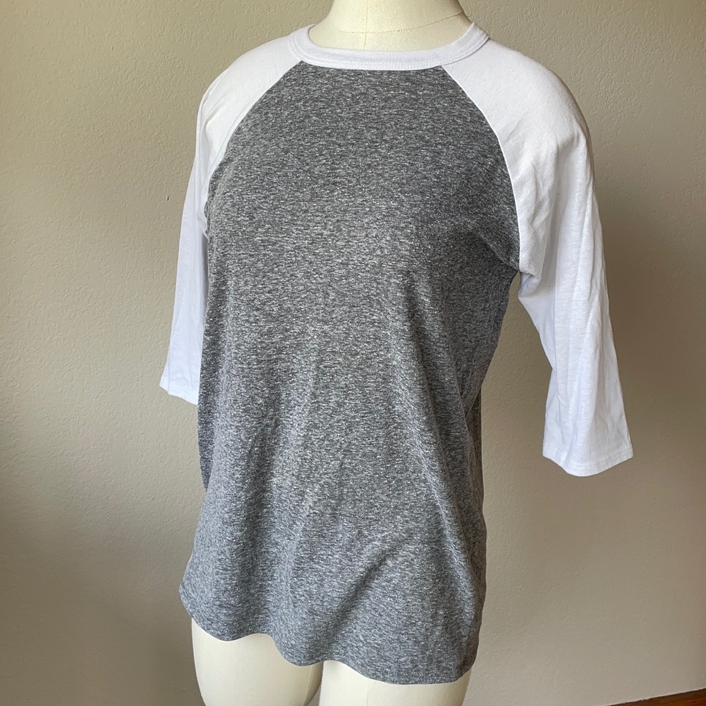 LuLaRoe Sloan Tee kids 14 grey white baseball
